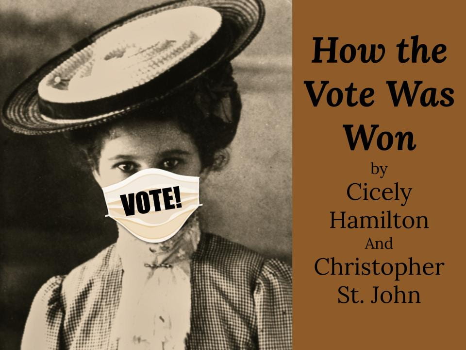 How the Vote Was Won poster image of suffragette wearing face mask