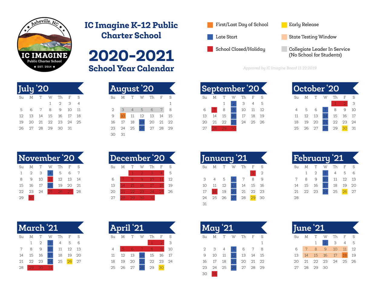 2020 2021 School Calendar - IC Imagine A Public Charter.