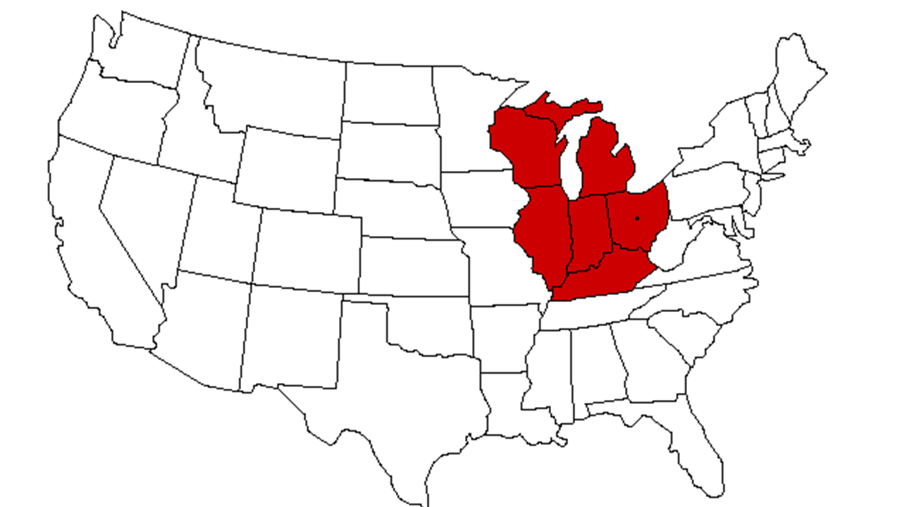 Map of Northern Ohio. 