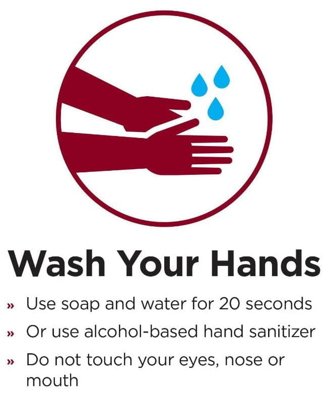 Wash your hands graphic, providing details on how to correctly wash your hands to kill bacteria. 
